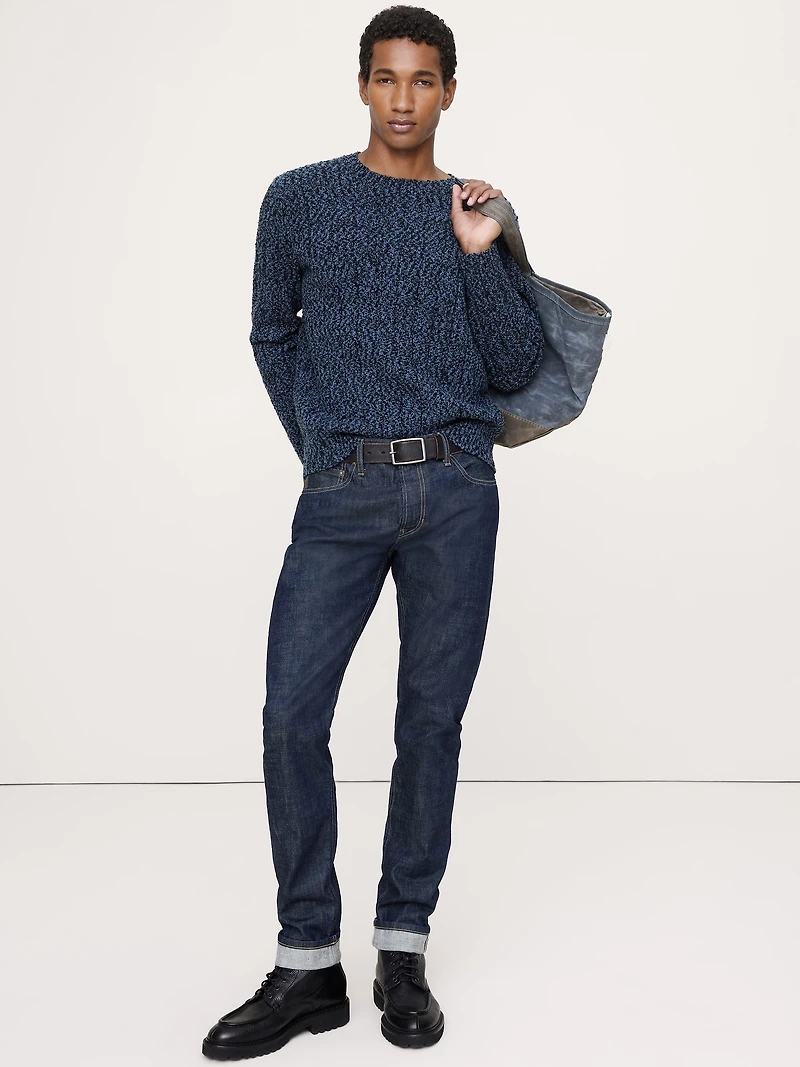 Bouclé Ribbed Crew-Neck Sweater