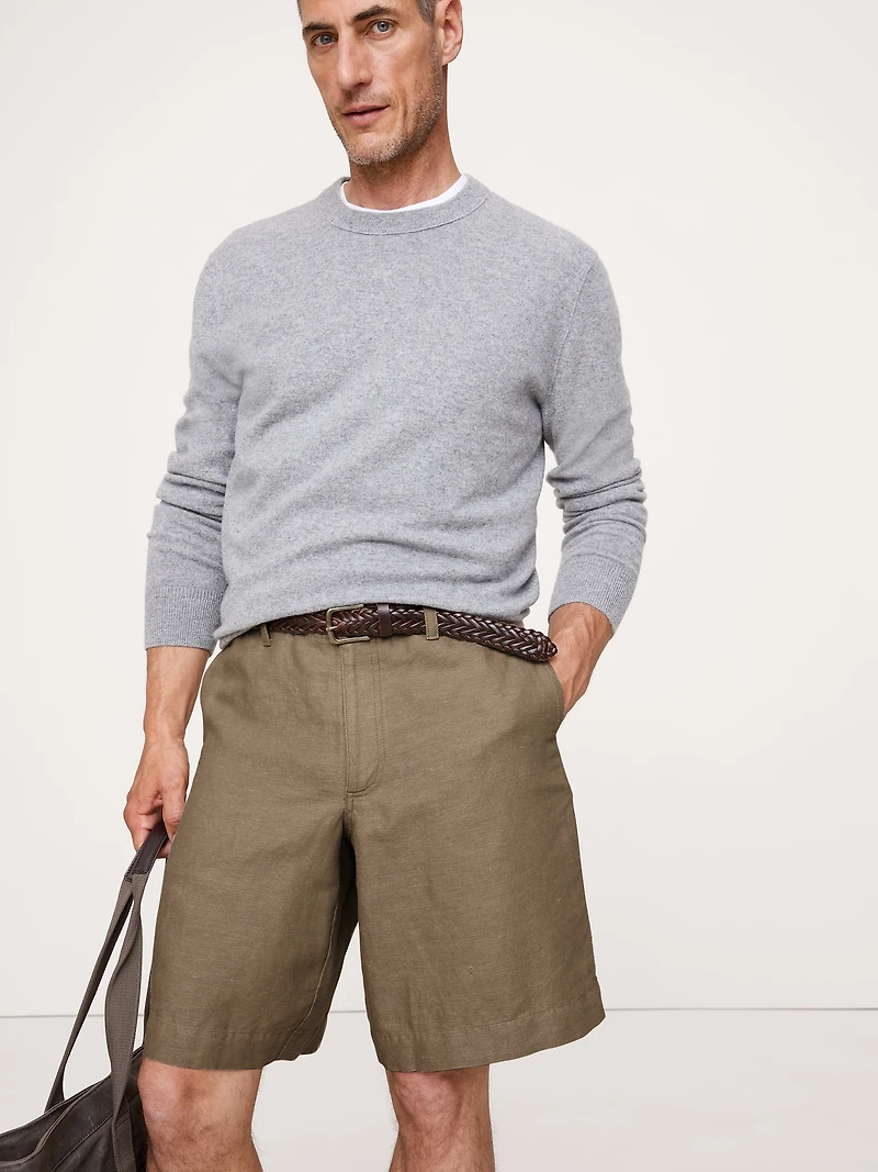 9.5" Linen-Cotton Pull-On Bermuda Short