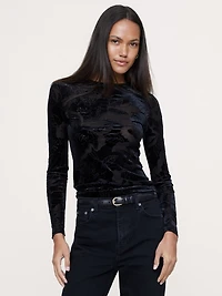 Burnout Velvet Crew-Neck Top