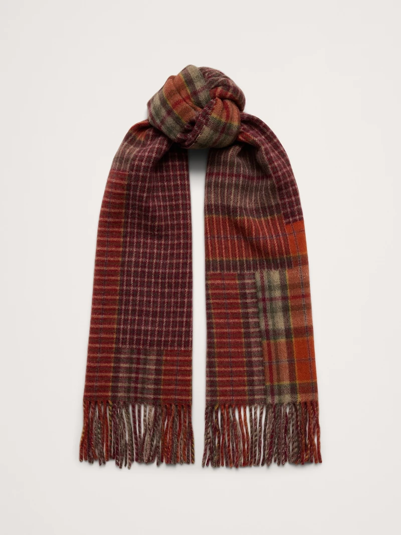 Mixed Plaid Wool-Blend Scarf