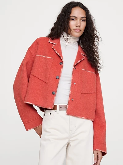 Double-Faced Short Jacket with Blanket Stitch