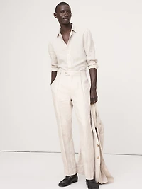 Slim Herringbone Linen Suit Pant