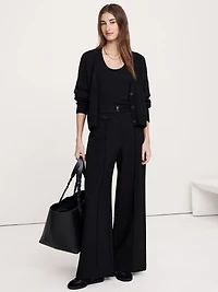 High Rise Wide-Leg Drapey Ponte Pant