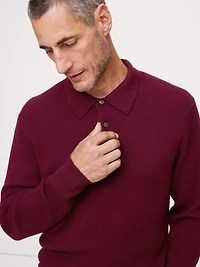 Merino Waffle-Knit Sweater Polo Shirt