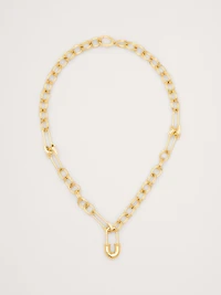 Rhinestone Safety Pin Chain Necklace