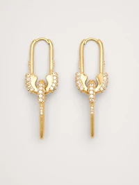 Rhinestone Safety Pin Earrings