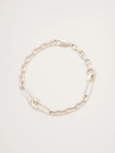 Rhinestone Safety Pin Bracelet