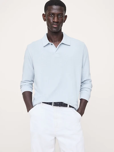 Cotton Jersey Long-Sleeve Polo Shirt