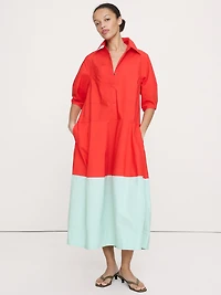 Cotton Poplin Barrel Shirt Dress