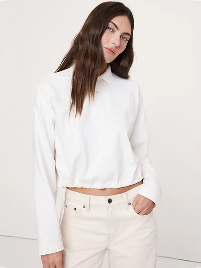 Heavy Cotton Slub Cropped Polo Shirt