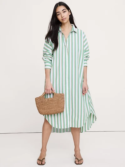 Cotton Poplin Midi Shirt Dress