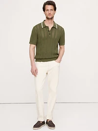 Cotton Zig-Zag Sweater Polo Shirt