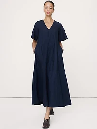 Cotton Poplin Trapeze Maxi Dress
