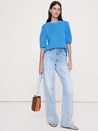 Cotton Puff-Sleeve Sweater