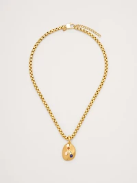 Gem Studed Oval Pendant Necklace