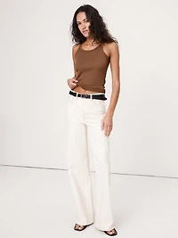 Ribbed Scoop-Neck Tank