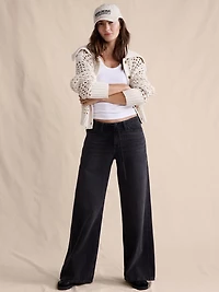 Mid-Rise Wide-Leg Drawstring Jean
