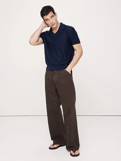 Cotton Sweater Polo Shirt