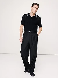 Cotton Zig-Zag Sweater Polo Shirt