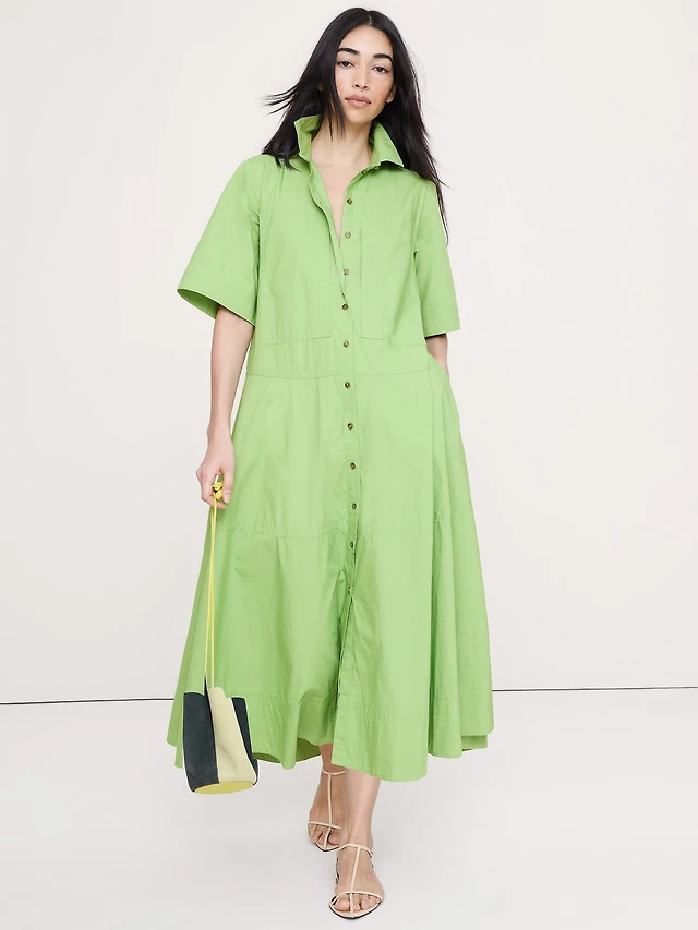 the eleanora long sleeve maxi shirt dress Anthropologie The Eleanora Long-Sleeve Maxi Shirt Dress XSP NEW