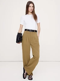 Baby Rib Cotton Elbow-Sleeve T-Shirt