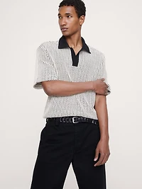 Relaxed-Fit Waffle-Knit Polo Shirt