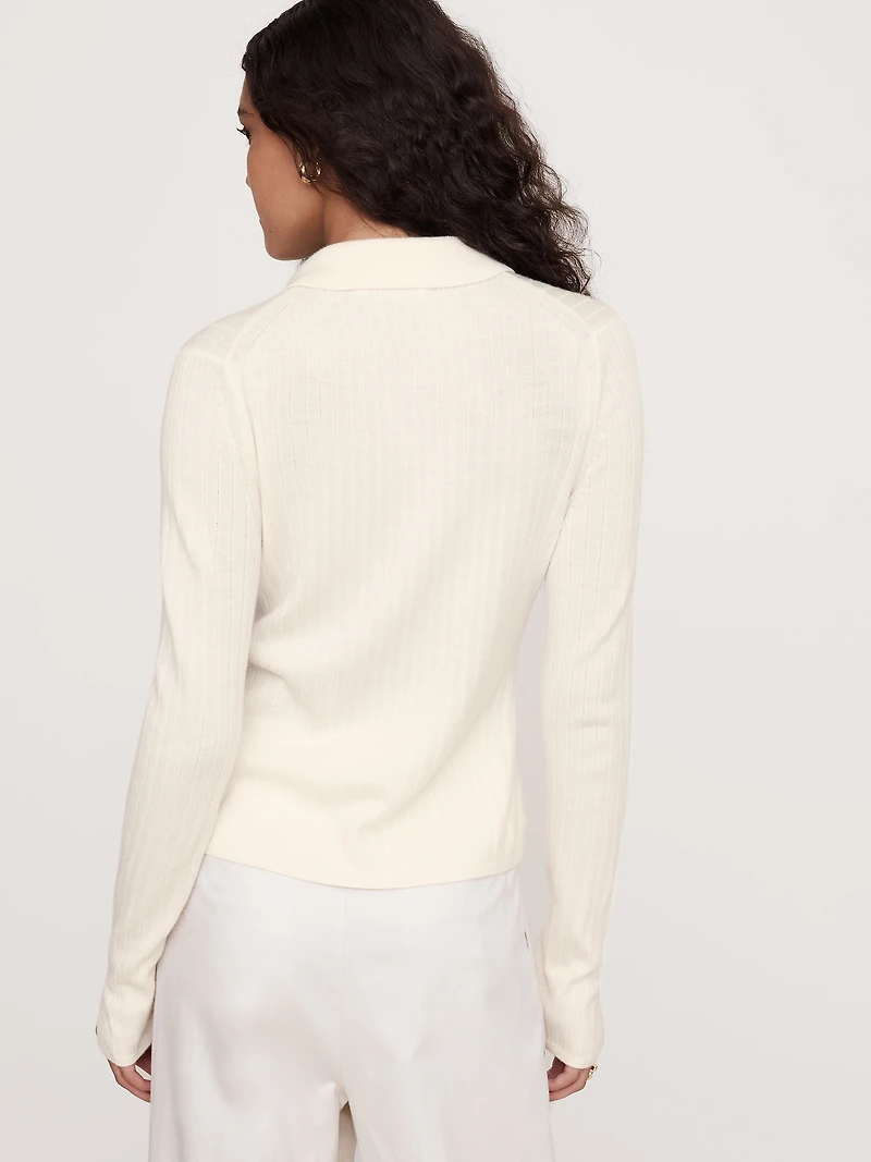 Ribbed Merino Sweater Polo