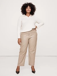 High-Rise Barrel Leather Ankle Pant