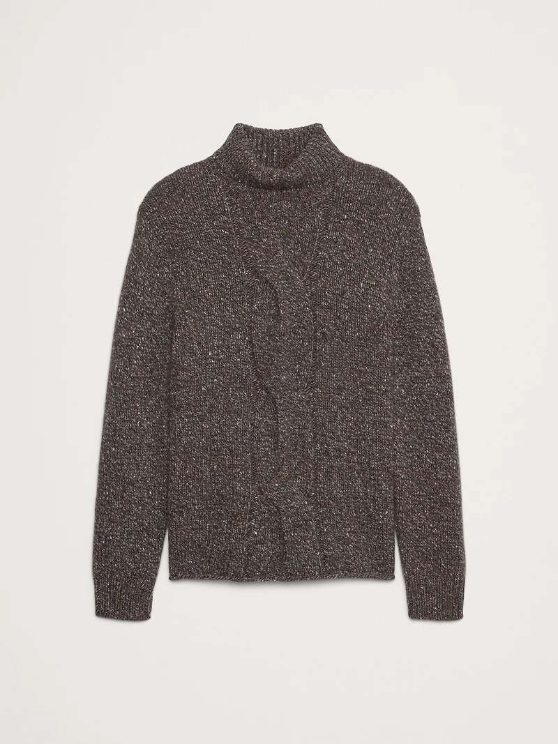 Merino-Cashmere Cable-Knit Turtleneck Sweater