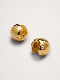Crystal Dome Huggie Hoop Earrings