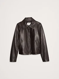 Crocodile-Embossed Leather Jacket