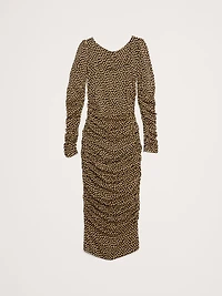 Crepe Ruched Midi Dress