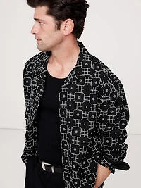 Standard-Fit Embroidered Linen Resort Shirt