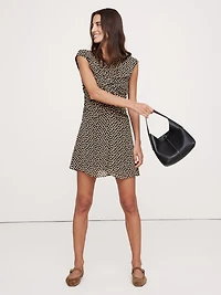 Georgette Ruched-Front Mini Dress