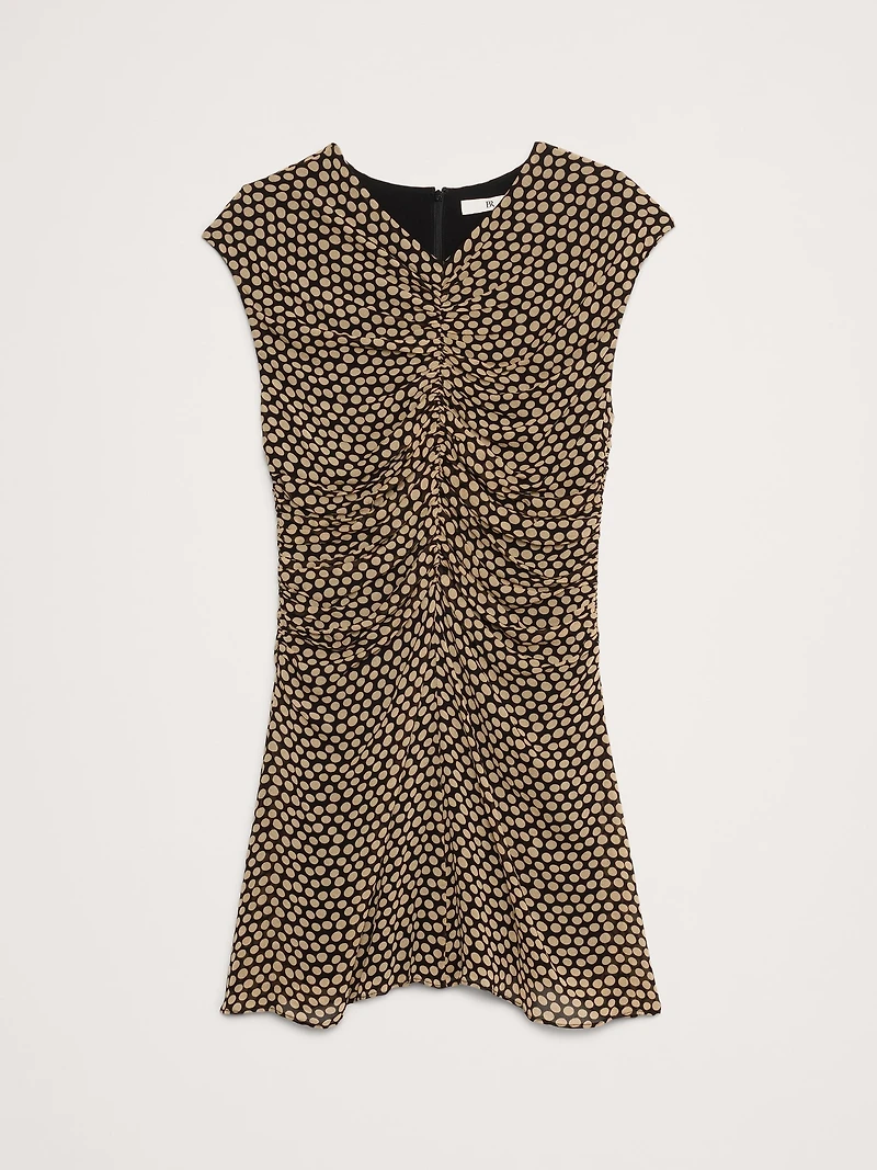 Georgette Ruched-Front Mini Dress