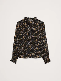 Georgette Ruffle Tie-Neck Top