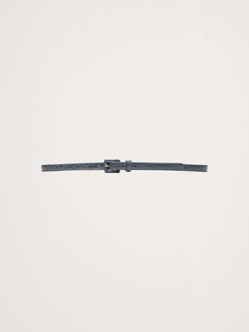 Embossed Leather Skinny Belt