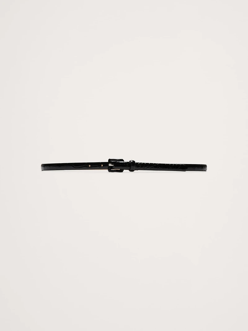 Embossed Leather Skinny Belt