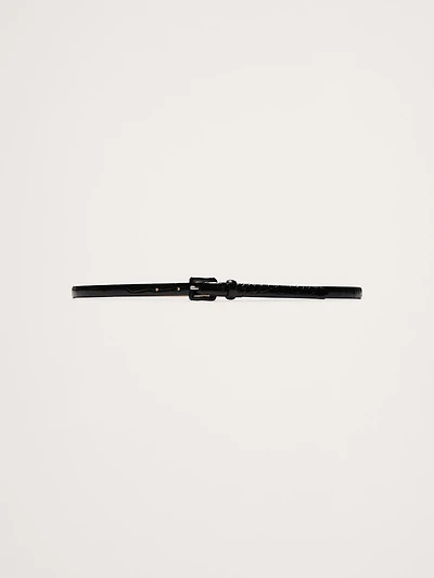 Embossed Leather Skinny Belt