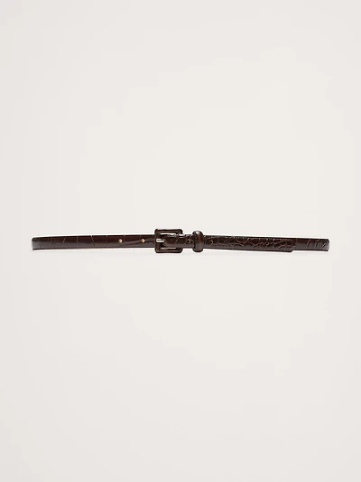 Embossed Leather Skinny Belt