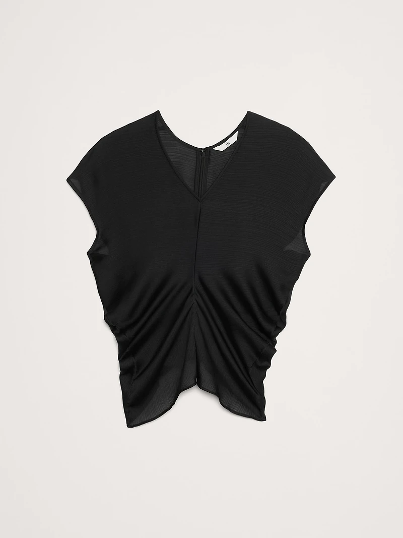 Sheer Crinkle Satin Top