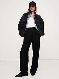 Soho High-Rise Wide-Leg Drapey Twill Pant