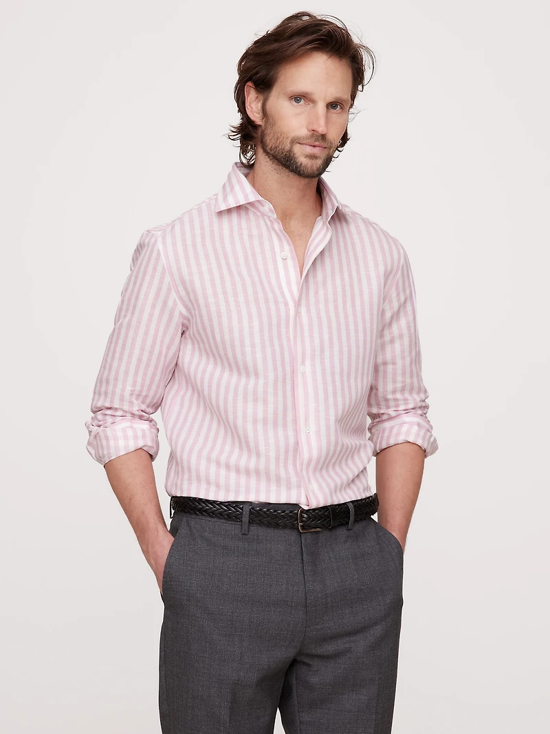 Slim-Fit Linen-Cotton Dress Shirt