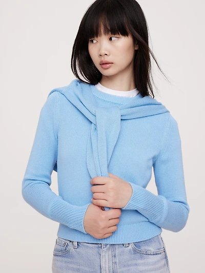 Shrunken Cotton-Silk Crew-Neck Sweater