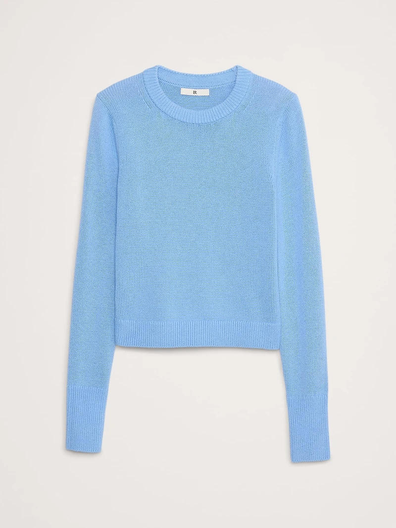 Shrunken Cotton-Silk Crew-Neck Sweater