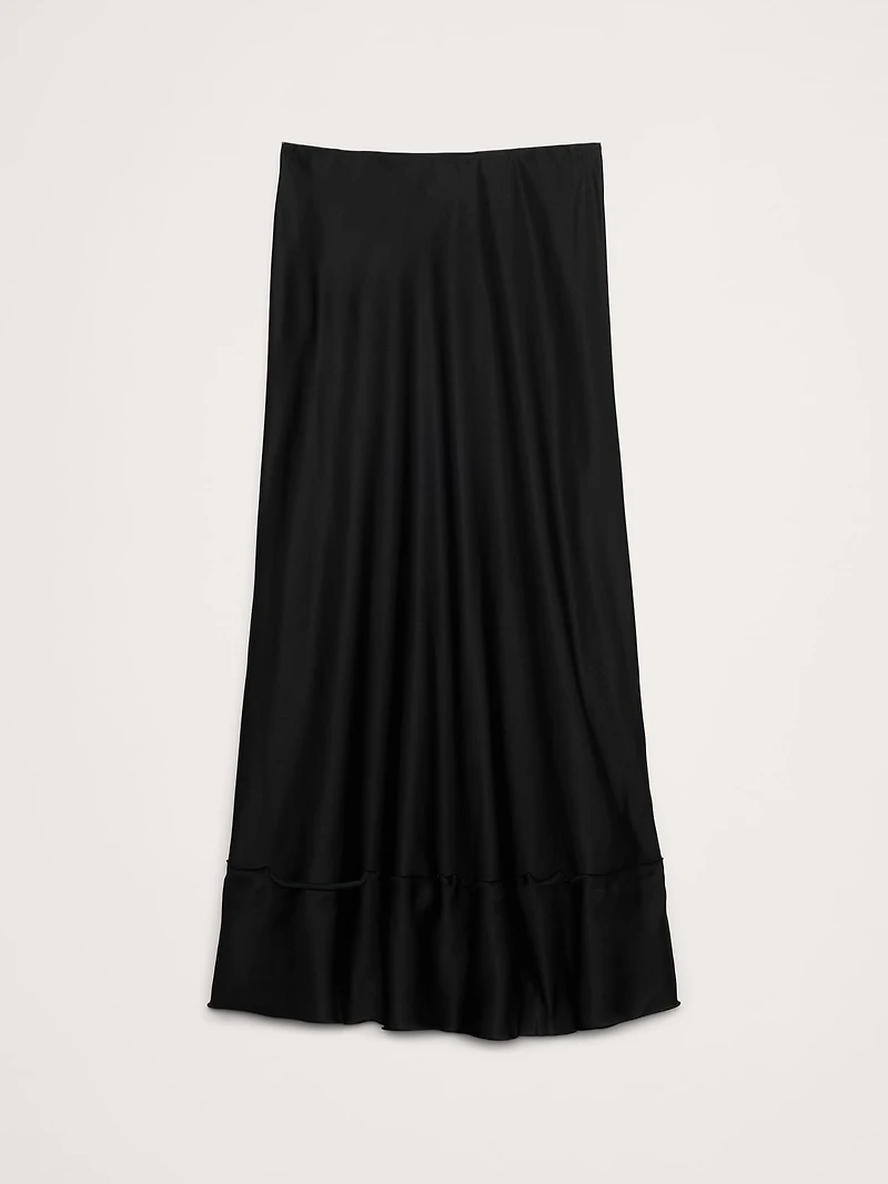 Satin Long Midi Skirt