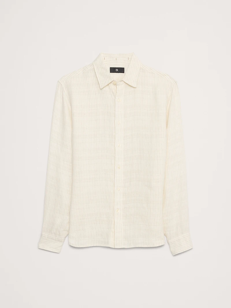 Standard-Fit Texture-Stripe Linen Shirt