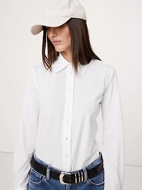 Silky Cotton Long-Sleeve Button-Down Shirt