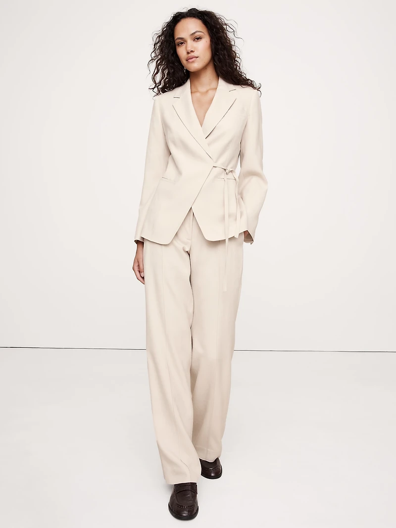 Drapey Twill Wrap Blazer