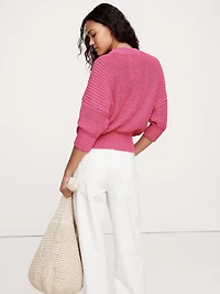 Cotton Cropped Dolman Sweater